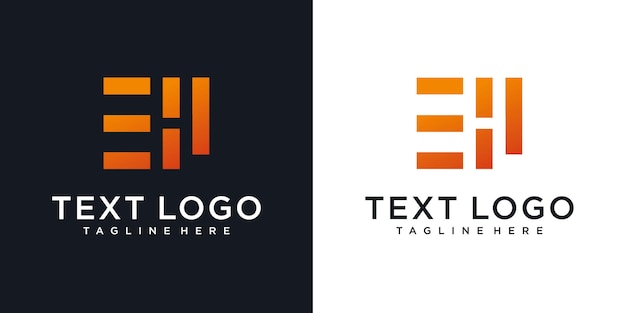 Lettre initiale abstraite HE HE modèle de conception de logo minimal