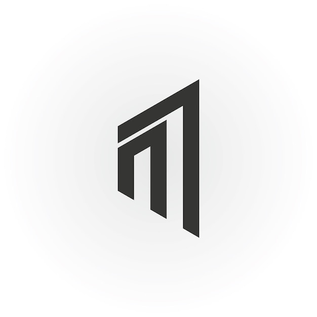 Vecteur lettre initiale abstraite logo nm ou mn en couleur grise isolé sur fond blanc