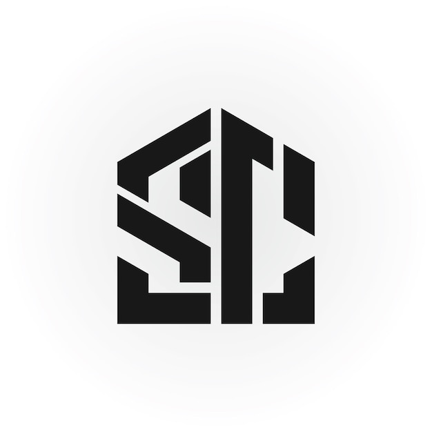 Lettre initiale abstraite logo SC ou CS en couleur noire isolée sur fond blanc