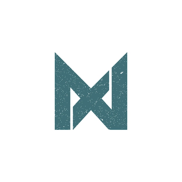 Lettre initiale abstraite M et N logo en bleu isolé sur fond blanc