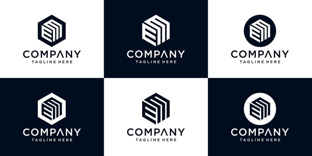 Lettre initiale abstraite ME ME modèle de conception de logo minimal