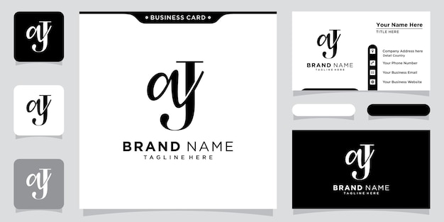 Lettre initiale AJ luxe Logo design Vector avec design de carte de visite