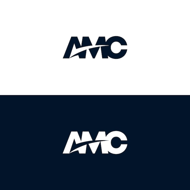 Vecteur lettre initiale amc avec solution de coche inspiration de conception de logo d'espace négatif