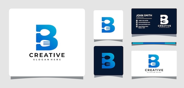 Lettre Initiale B Avec Une Cuillère Et Une Fourchette Logo Template Design Inspiration