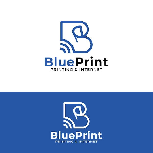 Lettre Initiale B Modèle De Conception De Logo Imprimé Bleu