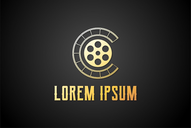 Vecteur lettre initiale c cinéma film stripes reel movie production logo design vector