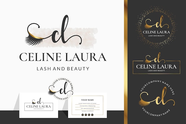 Lettre initiale C CL lash Eyebrow Lashes collection de conception de logo d'extension de cils pour l'image de marque