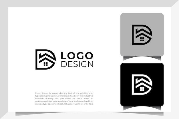 Lettre initiale D conception du logo de la maison Vector illustration de la maison en forme pour l'entreprise