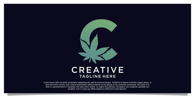 Lettre Initiale De Création De Logo Pour Entreprise Avec Concept De Cannabis Vecteur Premium