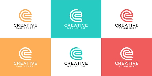 Lettre Initiale Créative E Logo Vector Design Collection