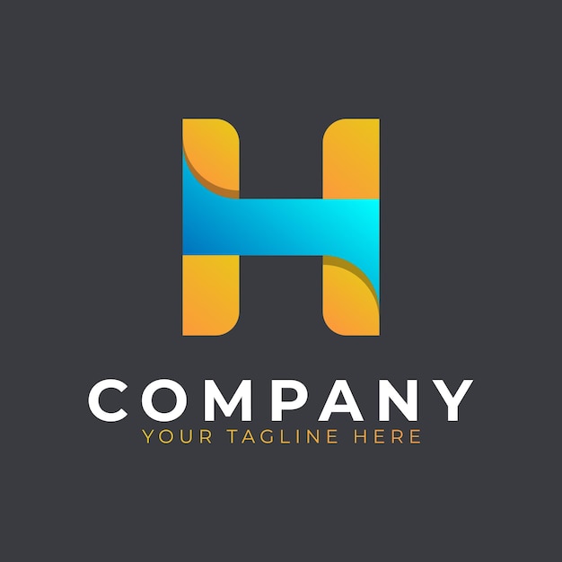 Lettre Initiale Créative H Logo Design Forme De Flèche Géométrique Jaune Et Bleue Utilisable Pour Les Entreprises