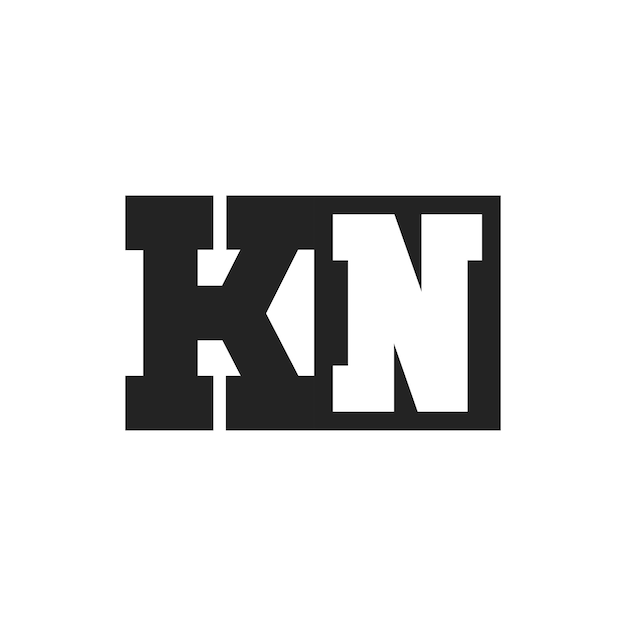 La lettre initiale du logo KN Modèle de conception du logo KN