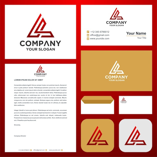 La Lettre Initiale Du Logo Ls Ou Lv Se Combine Avec Le Triangle Dans La Carte De Visite Logo Premium Vecteur Premium