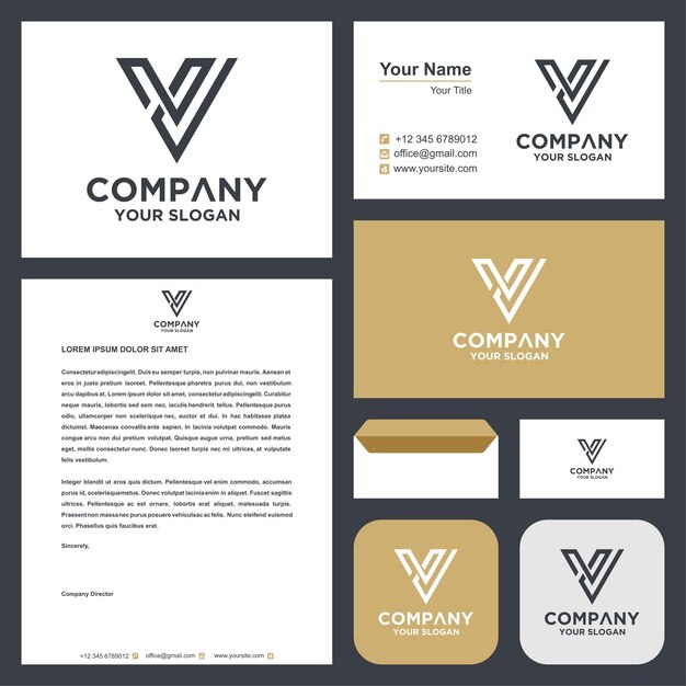 la lettre initiale du logo LS ou LV se combine avec le triangle dans la carte de visite logo premium vecteur premium