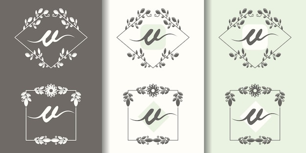 Lettre Initiale Féminine V Avec Modèle De Logo Concept Cadre Foral