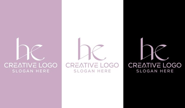 Lettre Initiale HE Logo Design Monogramme Créatif Moderne Signe Symbole Icône