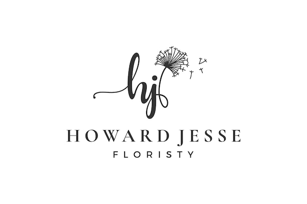 Vecteur lettre initiale hj h logo fleur feuille et beauté collection de modèles de conception florale et botanique