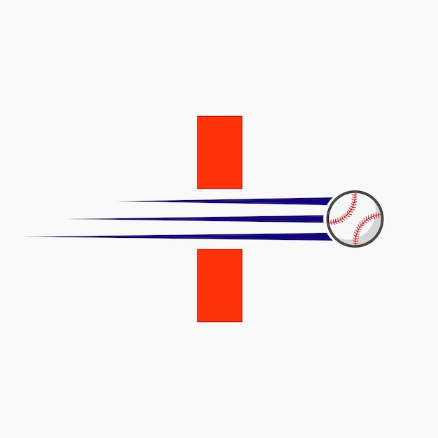 Vecteur lettre initiale i logo de baseball avec icône de baseball en mouvement