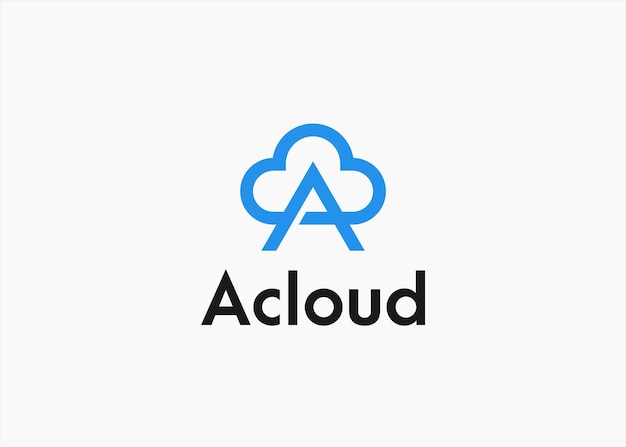 Vecteur lettre initiale a avec illustration de silhouette vecteur de conception de logo cloud