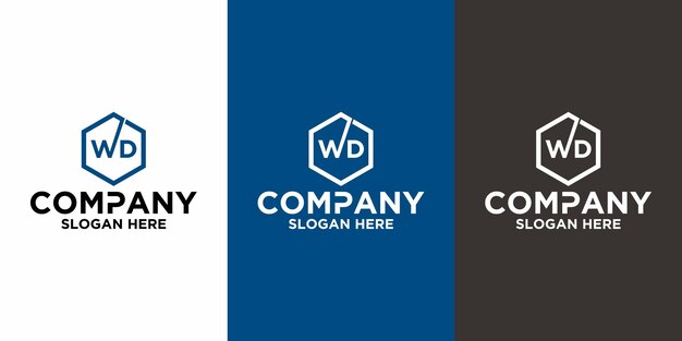 Lettre Initiale Modèle De Conception De Vecteur Hexagonal Logo Wd