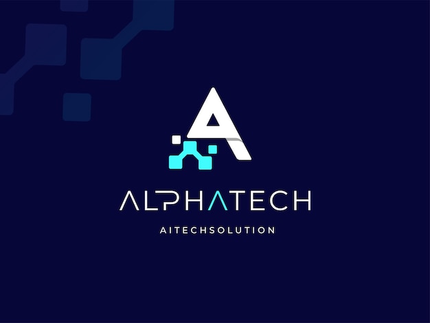 Lettre initiale moderne A Accès analytique avec données numériques Pixel conception du logo de la technologie de liaison filaire