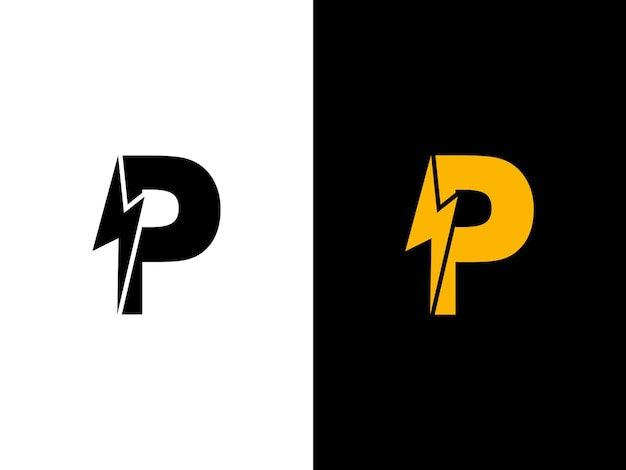 Lettre initiale P Logo électrique lettre créative P Modèle vectoriel de logo électrique