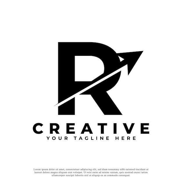 Lettre Initiale R Artistique Creative Arrow Up Logotype De Forme Utilisable Pour Les Logos D'entreprise Et De Marque