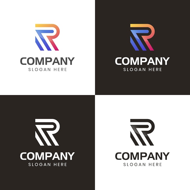 Lettre Initiale R Style Abstrait Du Logo Monogramme Avec Dégradé De Couleurs Pour L'identité De Votre Entreprise