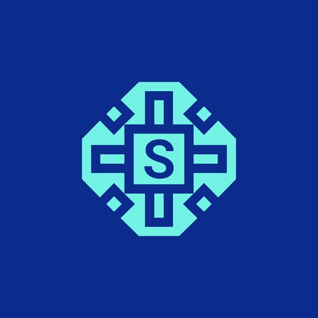 Vecteur lettre initiale s logo emblème de cadre moderne ornemental