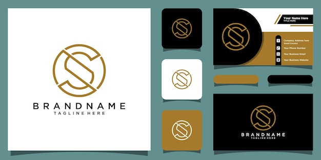 Lettre Initiale S Ou Ss Logo En Forme De Monogramme D'art Minimaliste Avec Conception De Carte De Visite Vecteur Premium