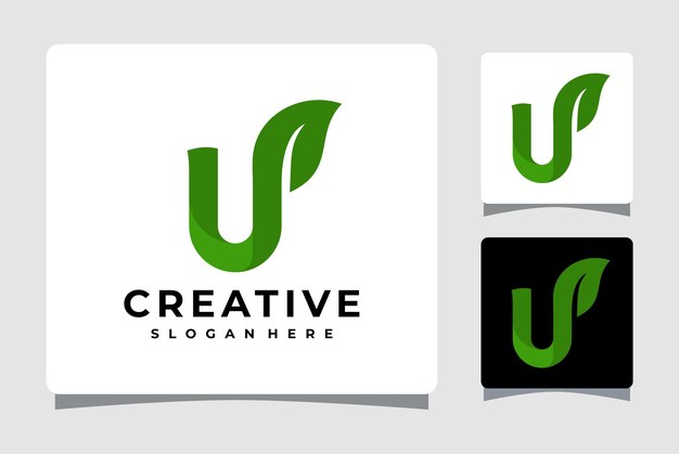 Vecteur lettre initiale u avec feuille logo template design inspiration