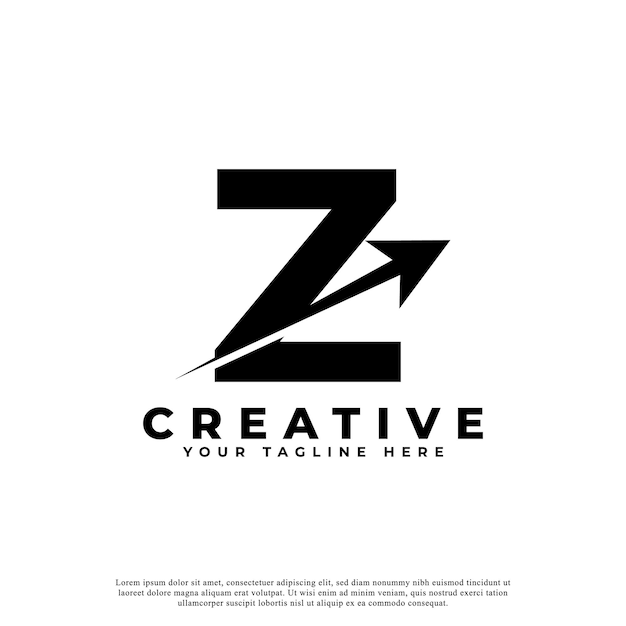 Lettre initiale Z Artistique Creative Arrow Up Logotype de forme utilisable pour les logos d'entreprise et de marque