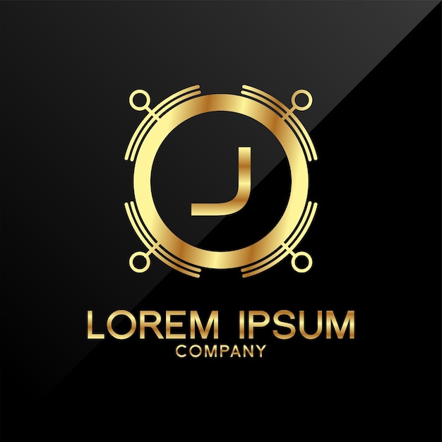 Lettre J Crown Golden Logo Design Premium