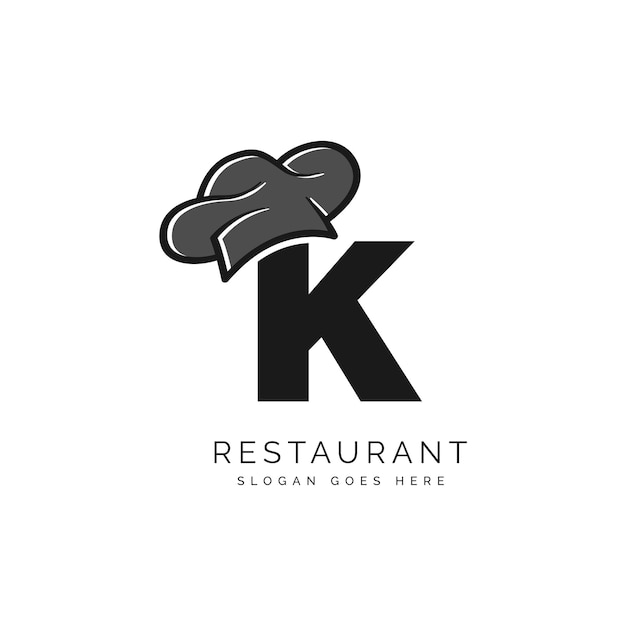 Vecteur lettre k chef logo pour restaurant business alphabet k concept design hôtel icône