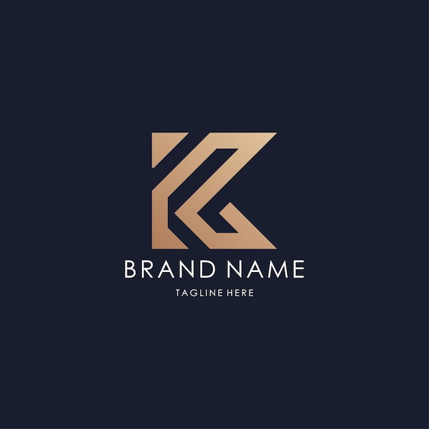 Lettre K Logo Monogramme Ligne Design Vecteur Luxe Style Doré Technique