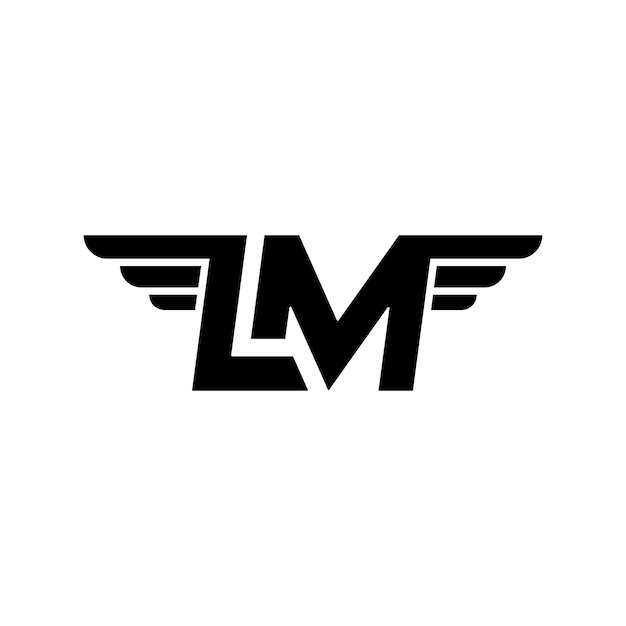 Vecteur lettre lm avec création de logo d'aile