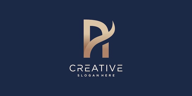 Lettre Logo A Avec Concept Créatif Doré Vecteur Premium