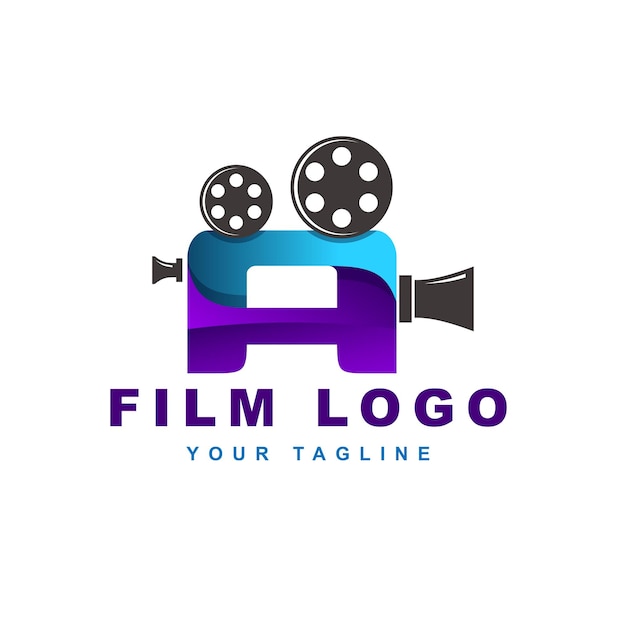 Vecteur lettre un logo avec concept vidéo film et caméra.