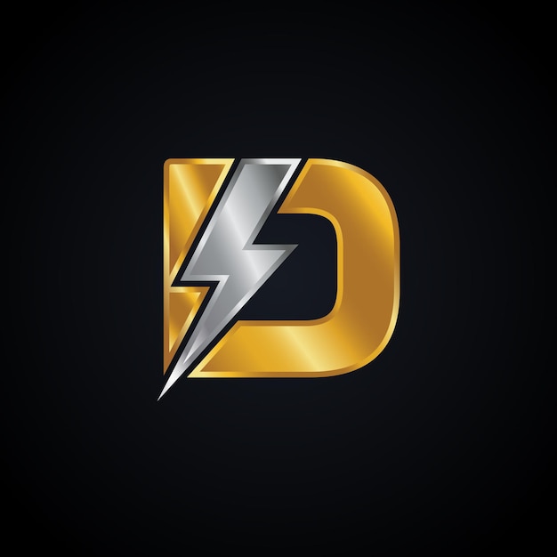 D Lettre Logo Avec Foudre Thunder Bolt Vector Design Boulon Électrique Lettre D Logo Illustration Vectorielle