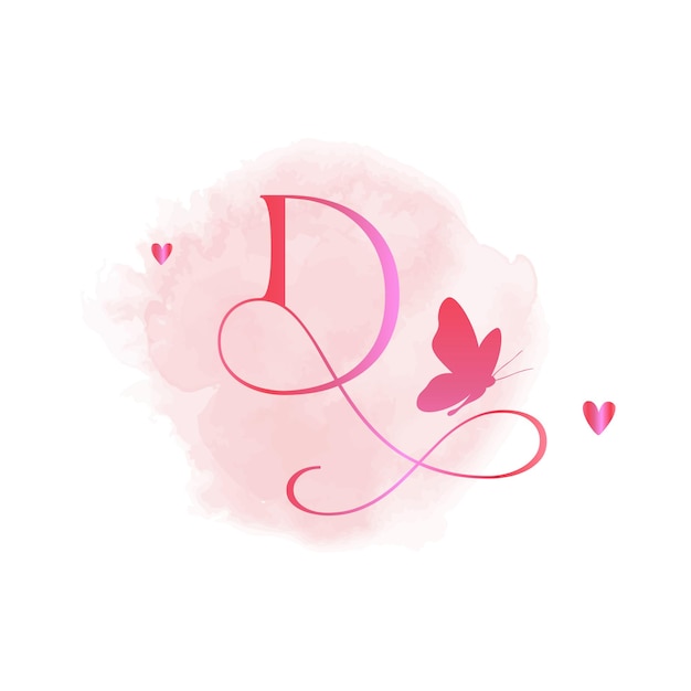 Vecteur lettre d logo papillon rose