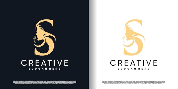 Lettre Logo S Avec Concept De Beauté Vecteur Premium