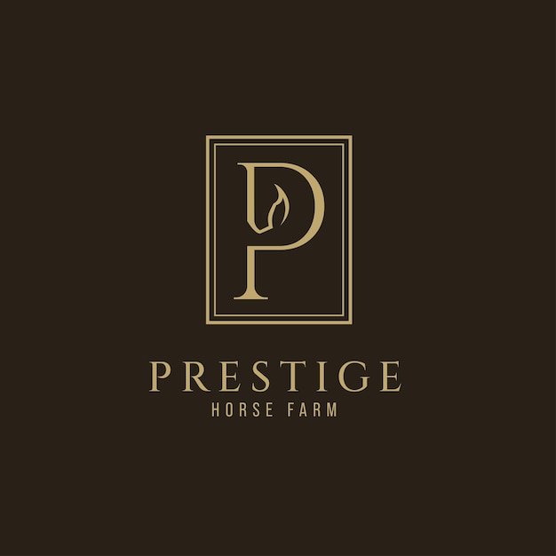 Vecteur lettre de luxe élégante p monogramme logo de cheval lettre p logo de cheval logo de tête de cheval