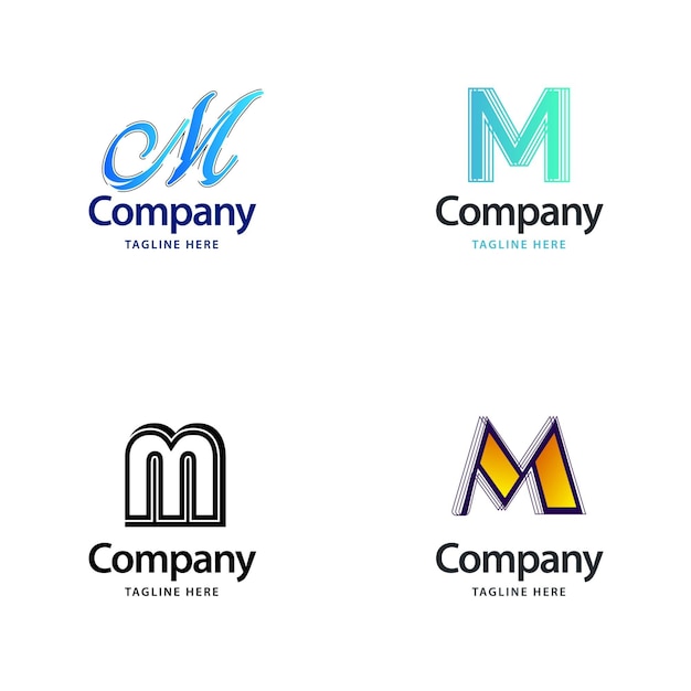 Lettre M Big Logo Pack Design Création de logos modernes et créatifs pour votre entreprise Illustration vectorielle de nom de marque