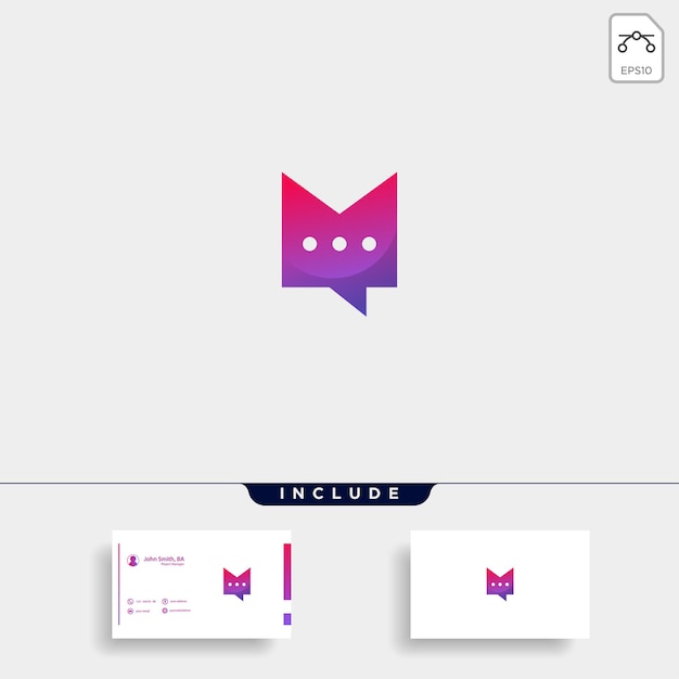 Lettre M Chat Logo Template Design Vectoriel Icône Message