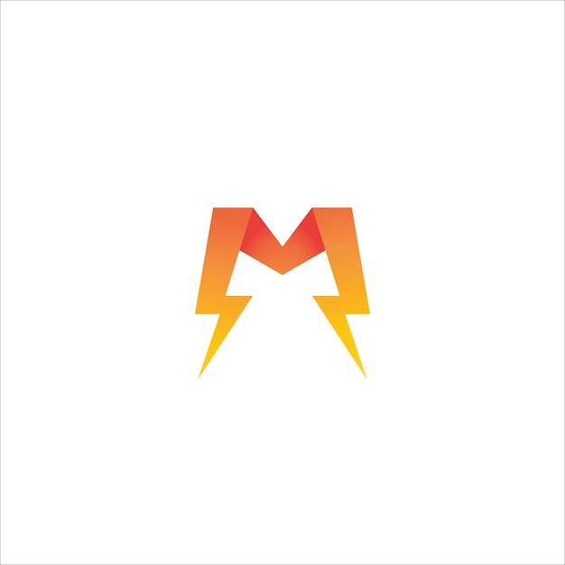Lettre M Initial Logo Design Template Alphabet Thunder Logo Concept Jaune Orange Gradation Thème Couleur Isolé Sur Fond Blanc