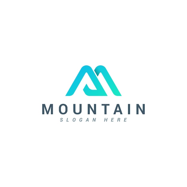 Lettre M Logo De Montagne De Couleur Bleue Créative