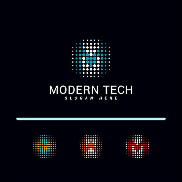 Vecteur lettre m logo technologique moderne