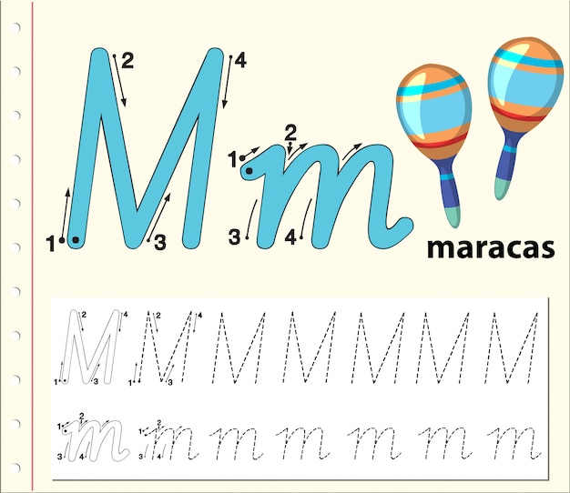 Lettre M Traçant Des Feuilles D'alphabet