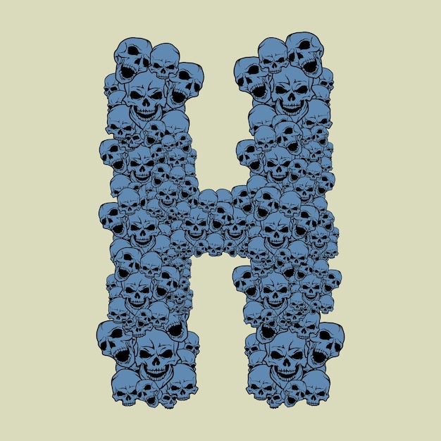 Vecteur lettre majuscule h dans la conception de crânes