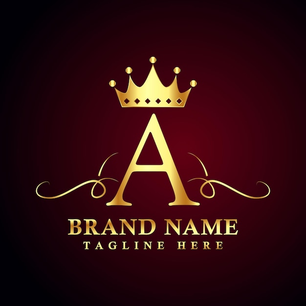 Lettre de marque de luxe Un logo avec une couronne